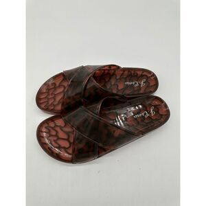 J. Crew Slides Rubber Slip On Shoes For Women Sz 7-8 Brown EUC
